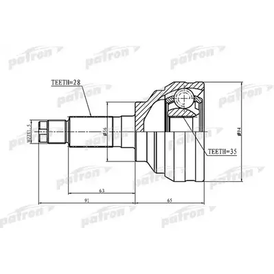 ШРУС наружный 28x56x35 MAZDA MPV LW3W 03-06 PATRON PCV1369