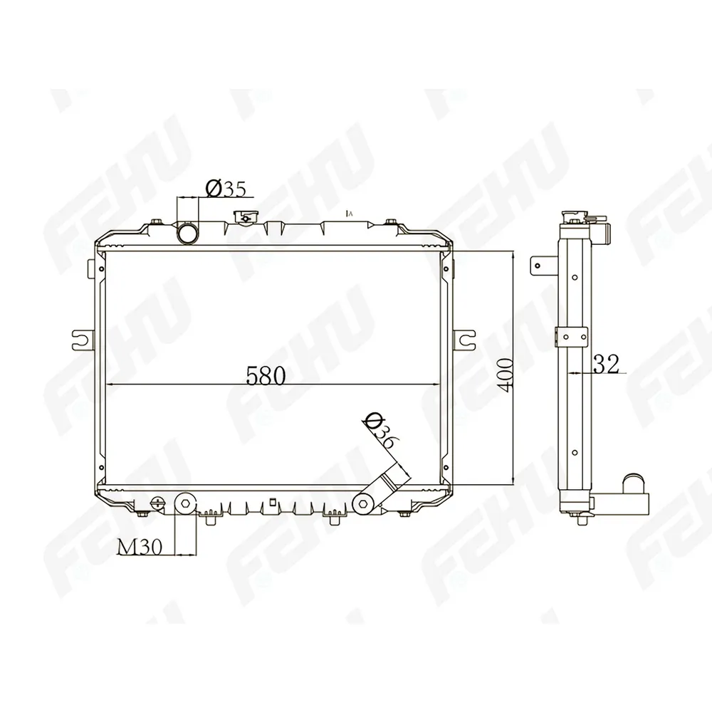 Радиатор охлаждения (сборный) Hyundai H-100 Porter (96-) FEHU FRC1361m