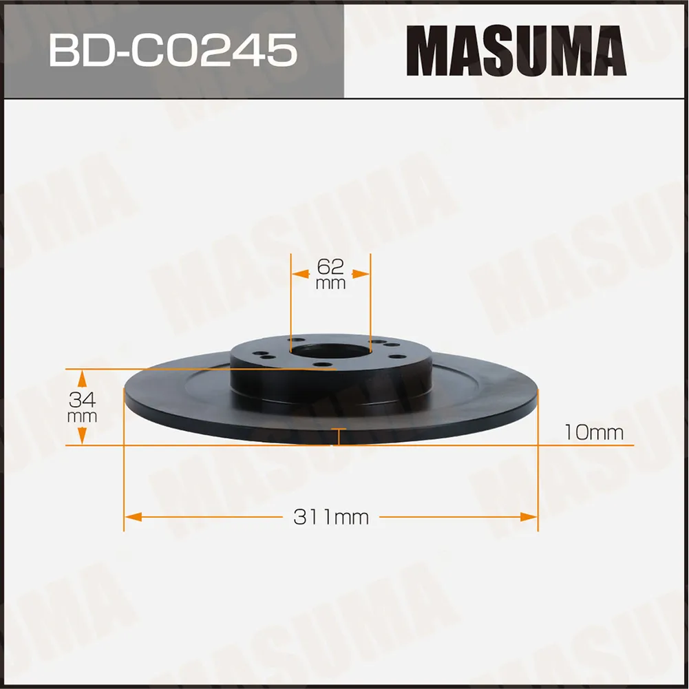 Диск тормозной MASUMA, rear CHERY TIGGO 4 уп.2 MASUMA BDC0245
