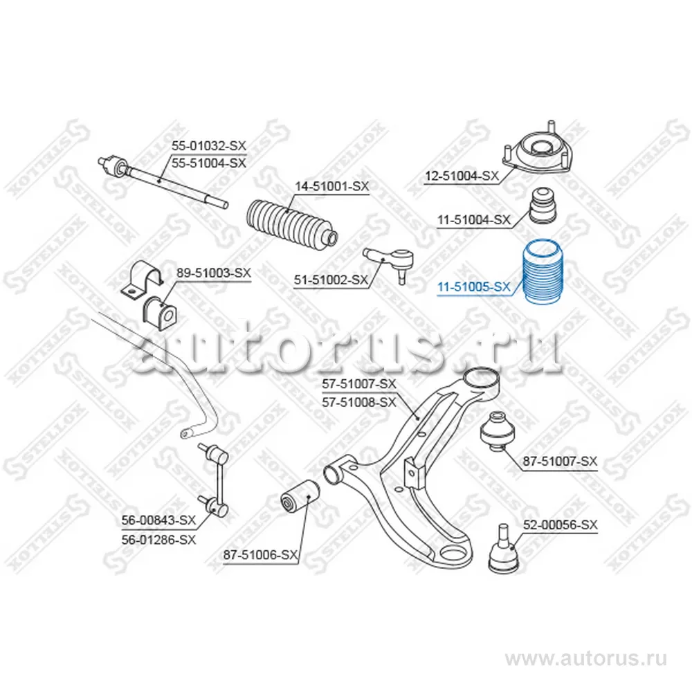 Пыльник амортизатора переднего Hyundai Accent 99> STELLOX 11-51005-SX