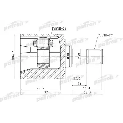 ШРУС внутренний правый 27x40x32 HONDA ACCORD CL/CN/CM 0 PATRON PCV1341