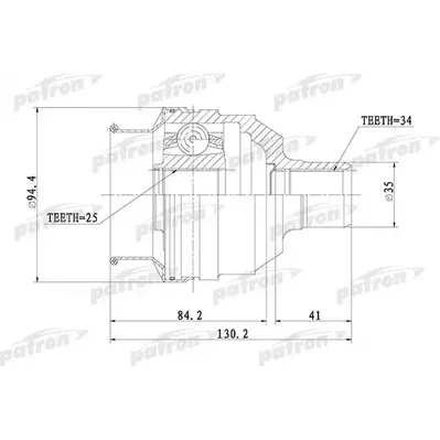 ШРУС внутренний 25x35x34 OPEL: CALIBRA A 90-97, VECTRA PATRON PCV1072
