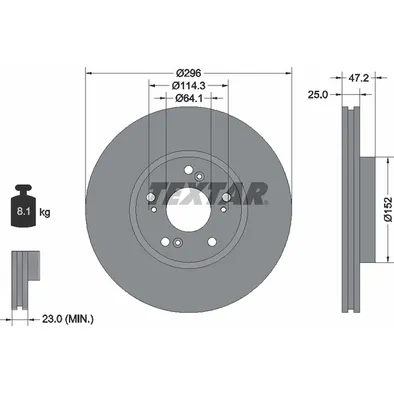 Диск тормозной передний стандартный HONDA TEXTAR 92195000