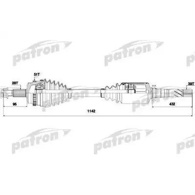 Полуось правая 28x1144x65x39 ABS: 51T OPEL: MOVANO COMBI 0 PATRON PDS0138