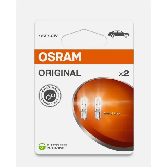 Автомобильная лампа OSRAM W1.2W 12V 1.2W W2x4,6d Original (комплект 2 шт) 2721-2BL