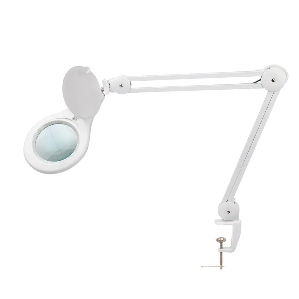 Лупа на струбцине , круглая, 5D, с подсветкой 56 SMD LED, белая REXANT 31-0403