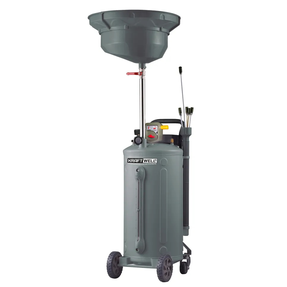 Установка для слива и откачки масла/антифриза с круглой подъемной ванной, мобильная KraftWell KRW1832.80