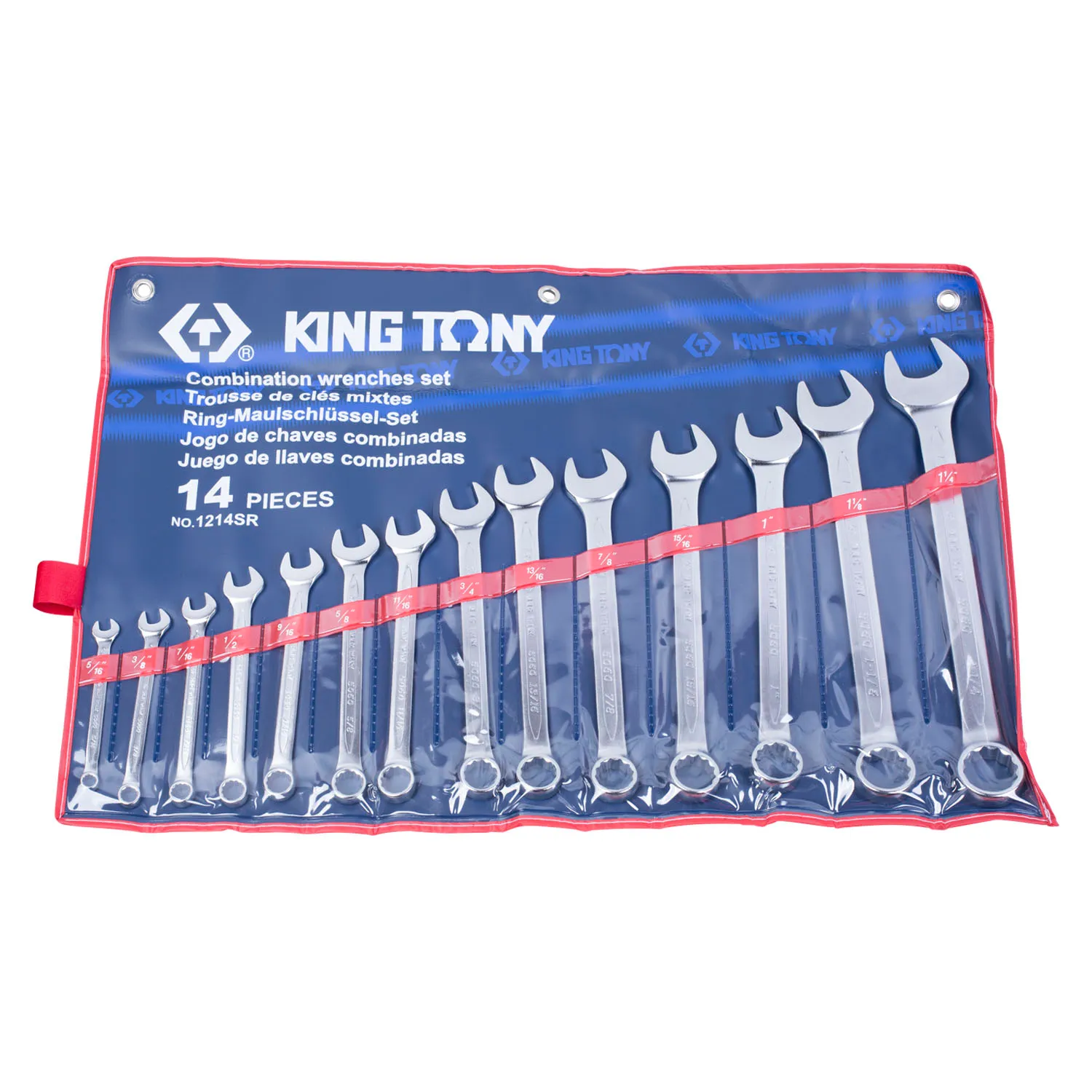 Набор комбинированных ключей, 5/16-1-1/4, 14 предметов KING TONY 1214SR