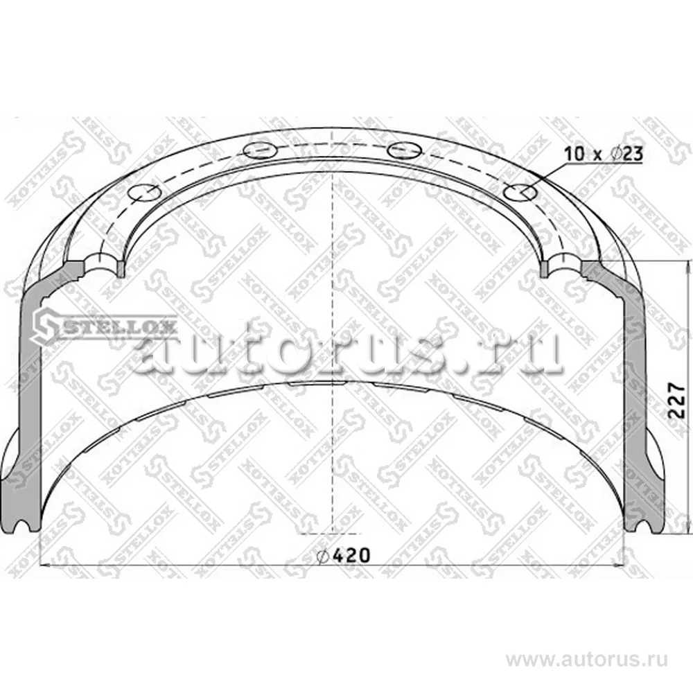 Торм.барабан 420x180/194 H 227 d 300/335 n10x23 SAF SK RS/RLS 9042 STELLOX 8500046_SX