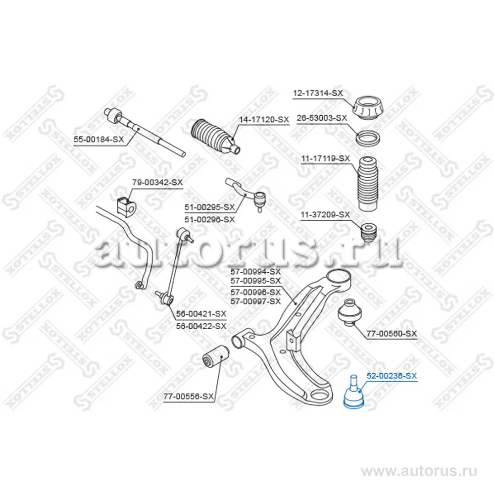 Опора шаровая нижняя KIA Soul 08> STELLOX 5200236_SX