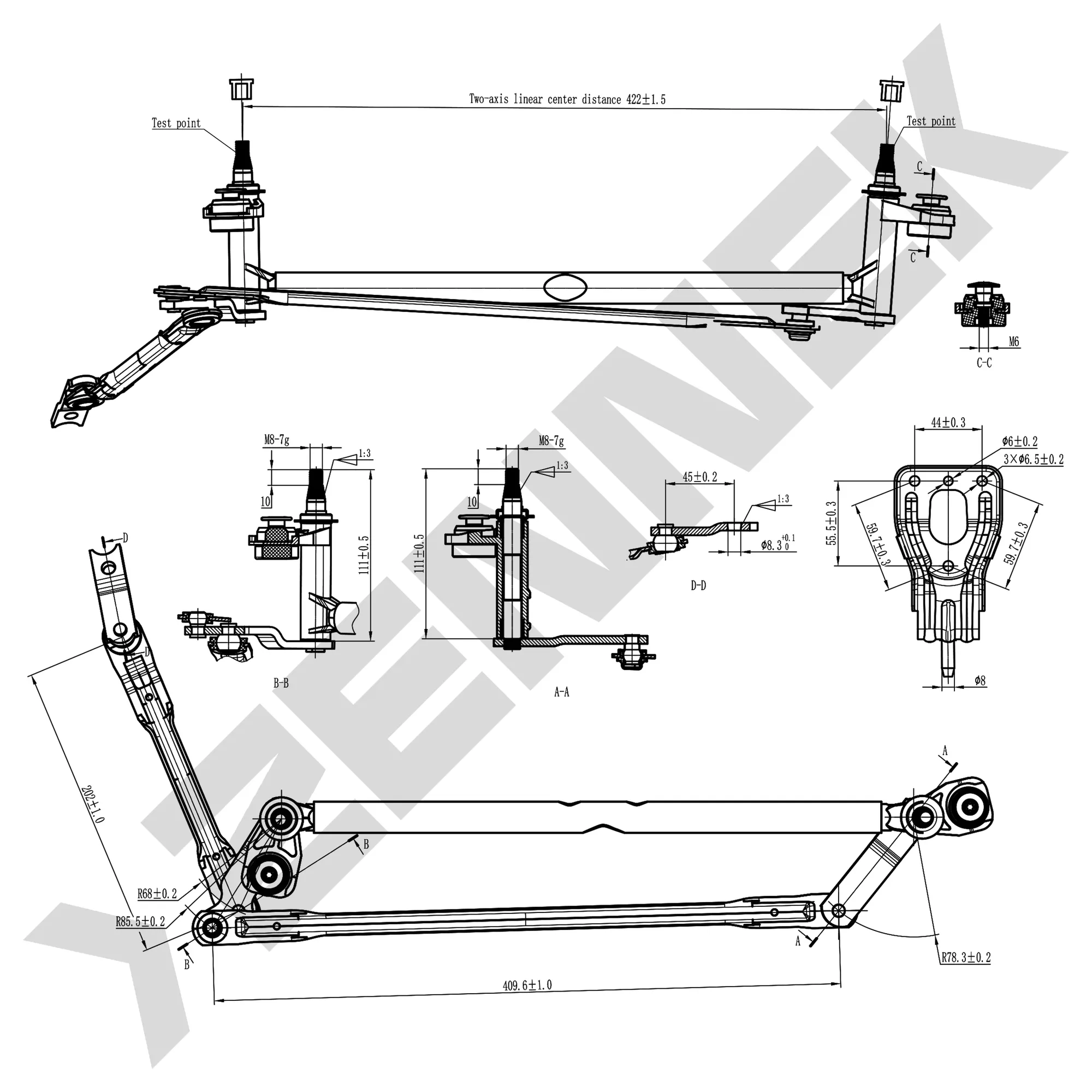 Трапеция стеклоочистителя VW POLO (SED RUS) 2011-2020, POLO (HB) 2009-2017 SEAT IBIZA V 2008-2015 ZENNEK DWL0015
