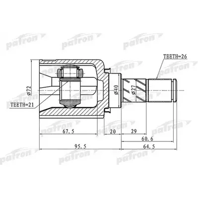 ШРУС внутренний 26x40x21 NISSAN MICRA MARCH K12 02- PATRON PCV1409