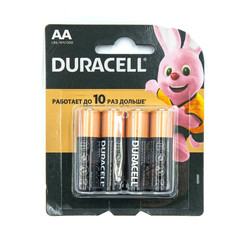 Батарейка алкалиновая Duracell BASIC AA 1,5V (4 шт) LR6/MN1500 BL-4