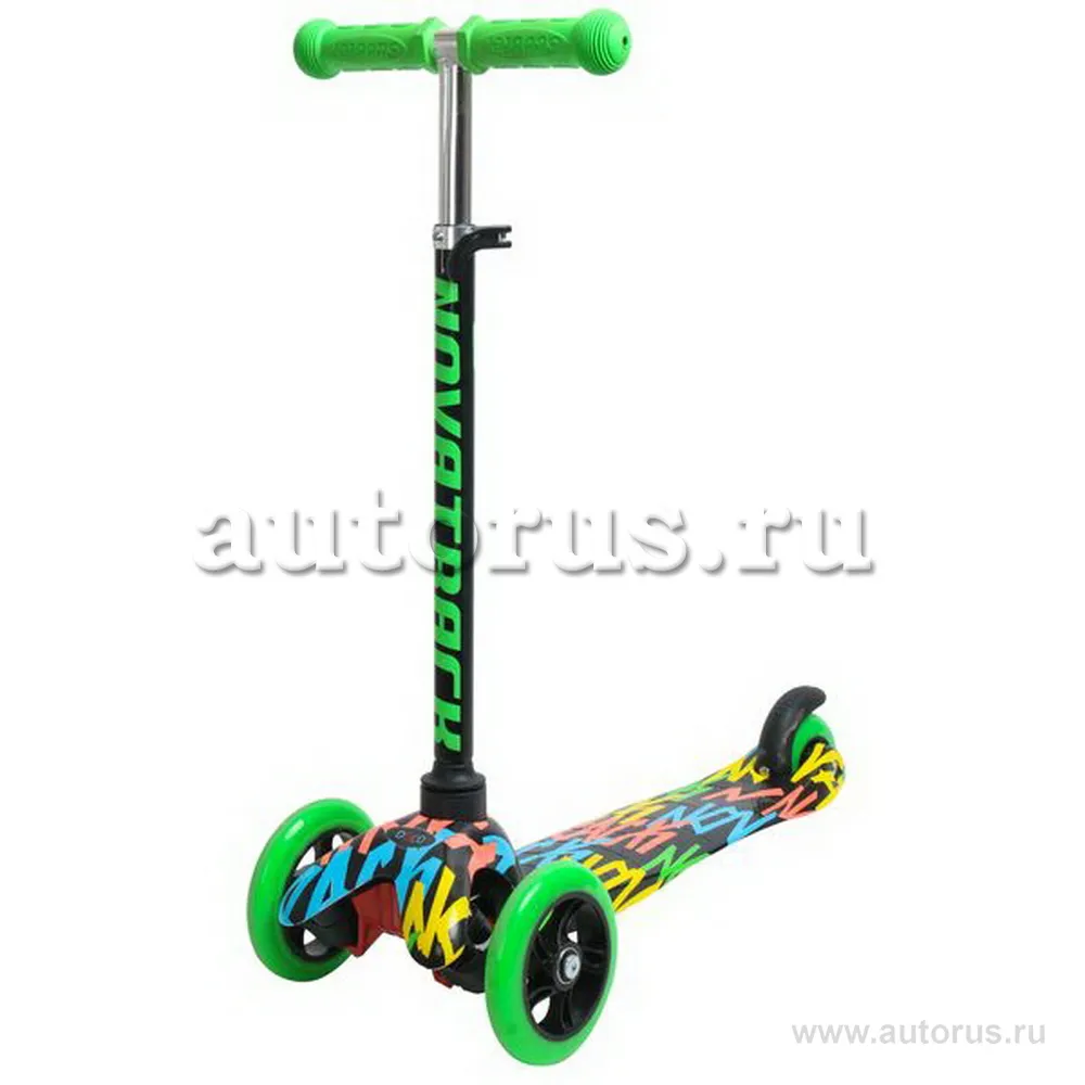 Самокат для детей Novatrack Disco-kids Graffiti, неоновый цветной дизайн, черный Novatrack 120H.DISCOKIDS.BMC8
