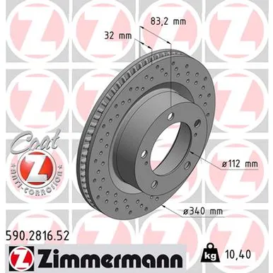 Диск тормозной ZIMMERMANN 590.2816.52