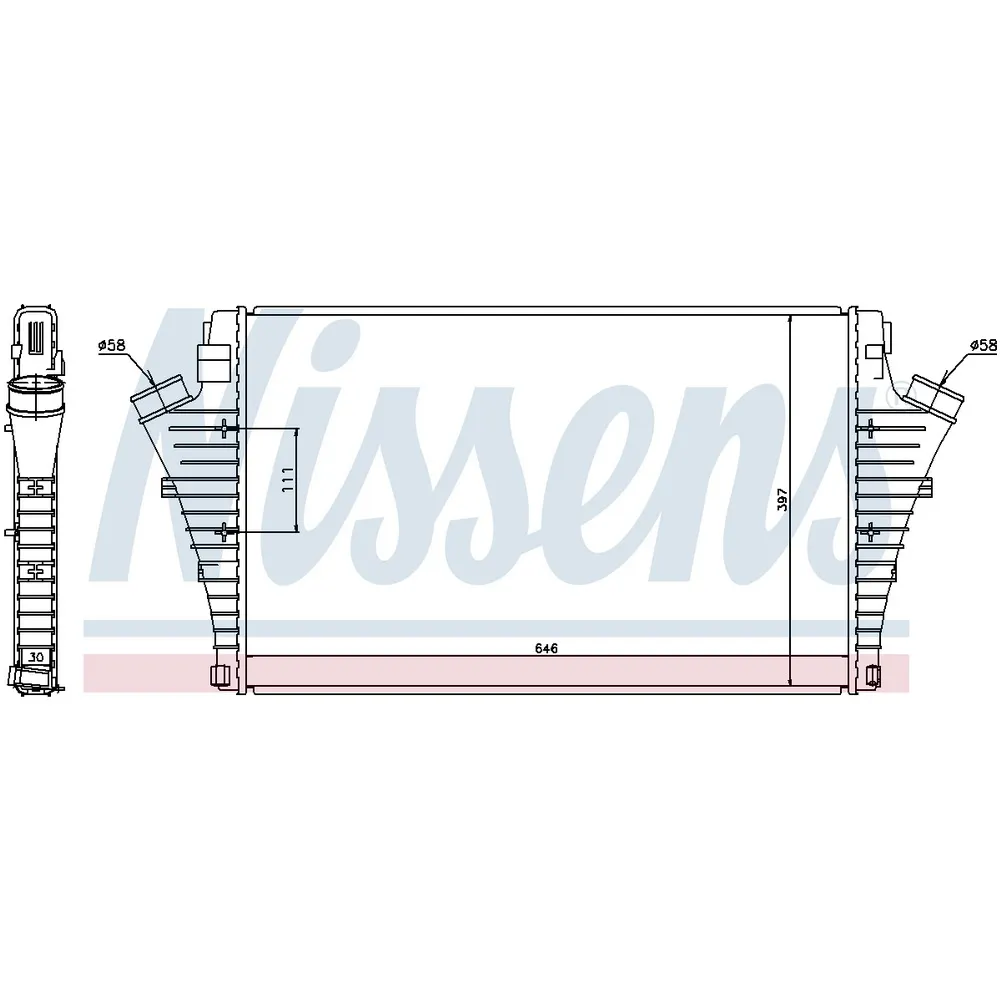 Интеркулер OPEL SIGNUM 03-, VECTRA C 02-, SAAB 9-3 02-, 9-3X 09-, NISSENS 96684