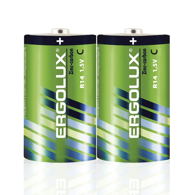 Батарейка солевая ERGOLUX R14 1,5V (2 шт) R14SR2
