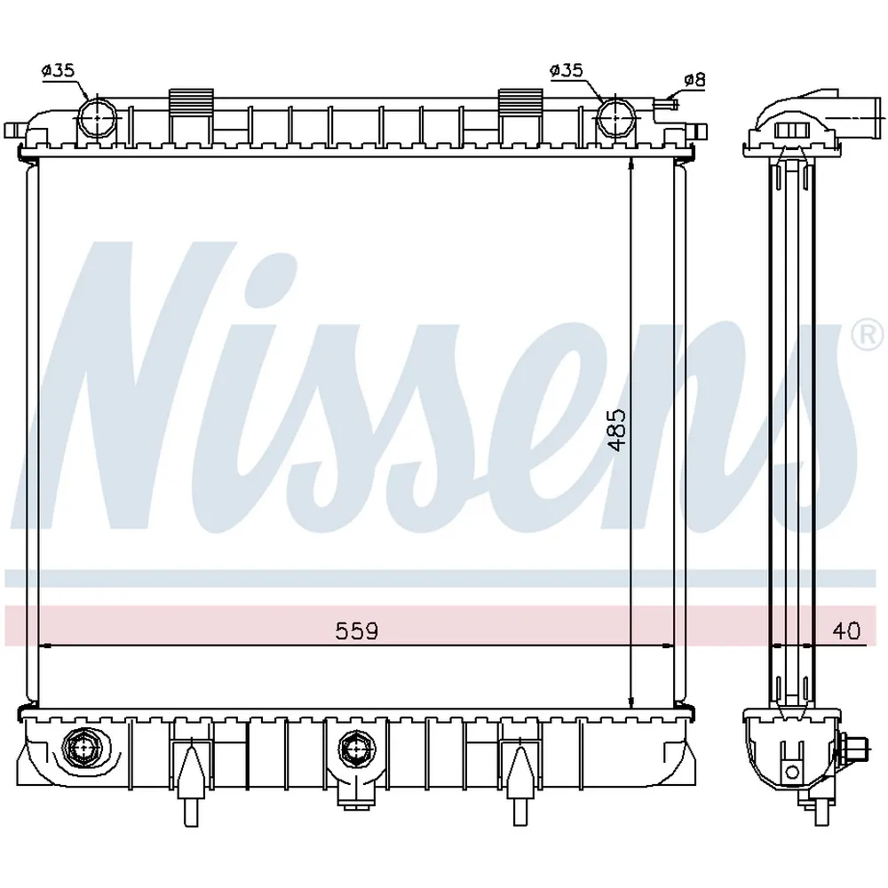 Радиатор RANGE ROVER II (LP) (94-) 2.5 TD NISSENS 64309