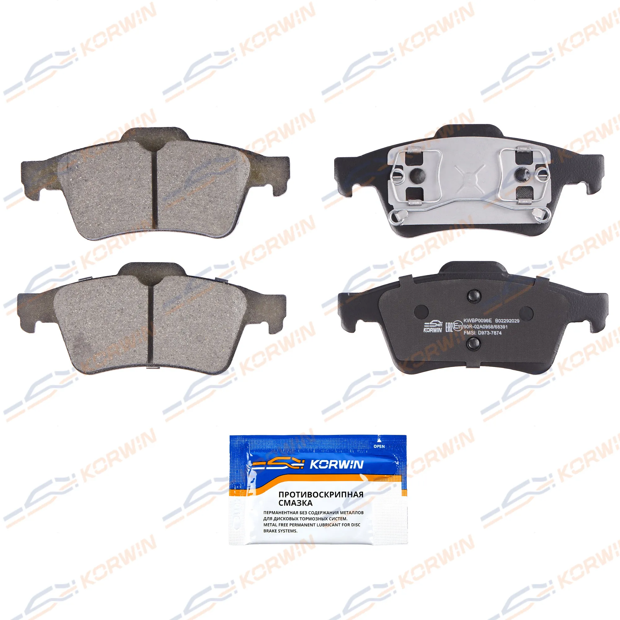 Колодки тормозные зад. ECOLine. Nissan Primera (P12) 02-/Renault Laguna II 01- KORWIN KWBP0096E