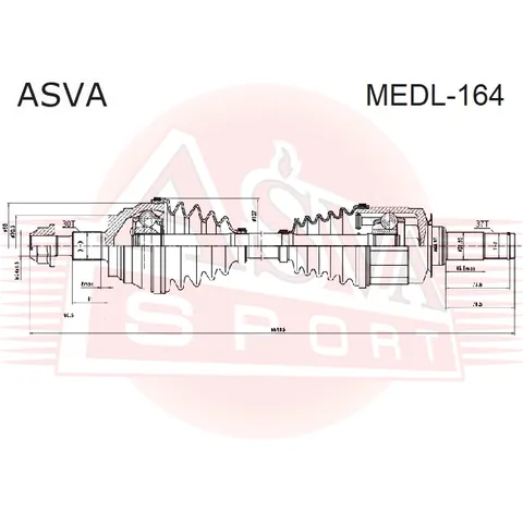 Приводной вал ASVA MEDL164