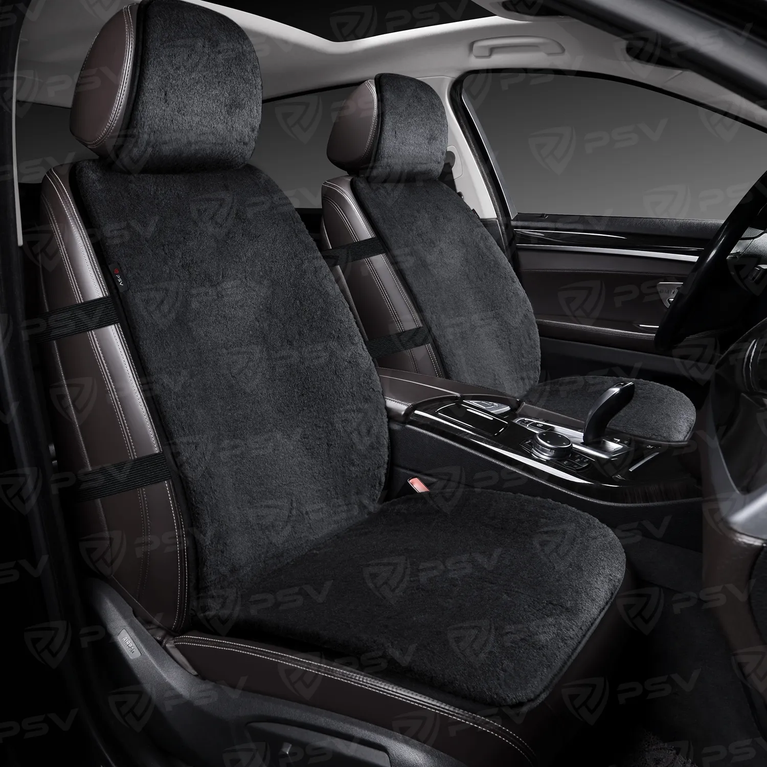 Накидка на сиденье меховая универсальная PSV Wool FRONT (Черный), 1 штука 137788
