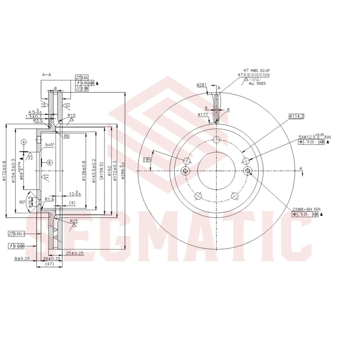 Диск тормозной передний HYUNDAI I30 16-, KIA CEED III 18- SEGMATIC SBD30093520