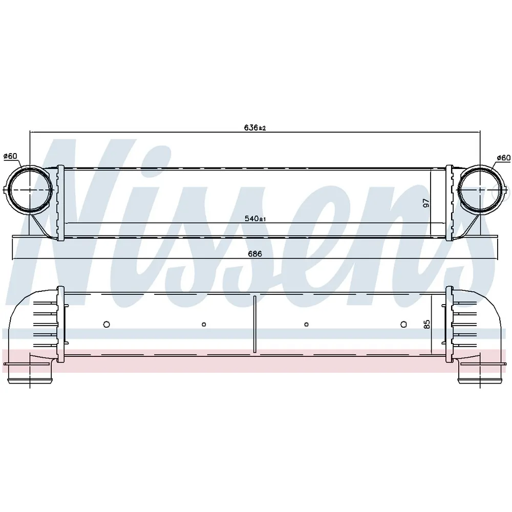 Интеркулер BMW 5 (E39) 520 D/525 D/530 D 95-03 , 5 TOURING (E39) 520 D/530 D 97-04 , 7 (E38) 730 D 9 NISSENS 96726
