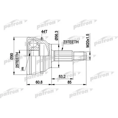 ШРУС наружн к-кт 23x56.3x25 ABS:44T RENAULT: LAGUNA 93 PATRON PCV1422