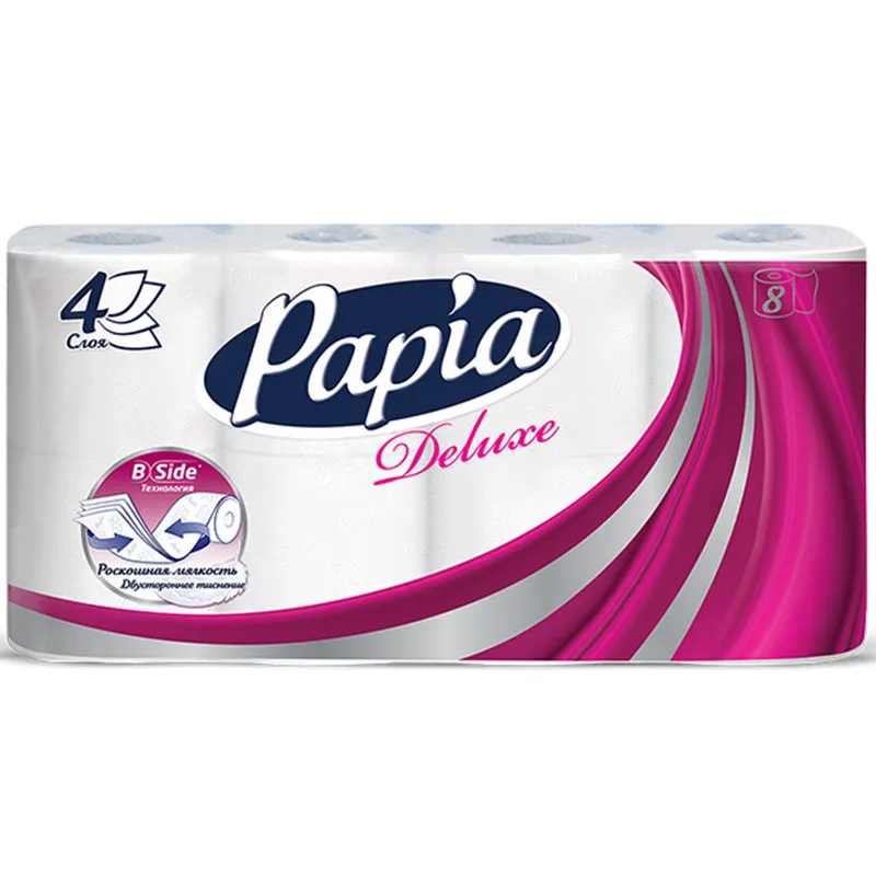Бумага туалетная Papia Deluxe 4сл бел 100цел втул 17,5м 140л 8рул/уп 483017