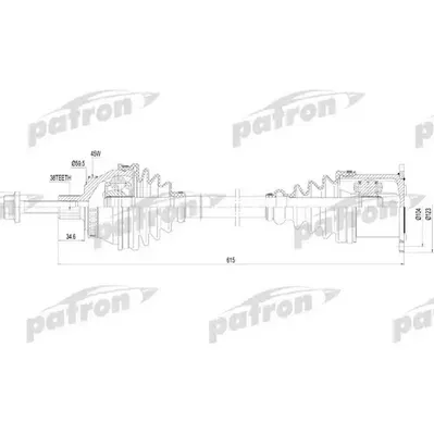 Полуось заменен на PDS0386 !!! пер. прав. 38x613x59.5 ABS: PATRON PDS0186