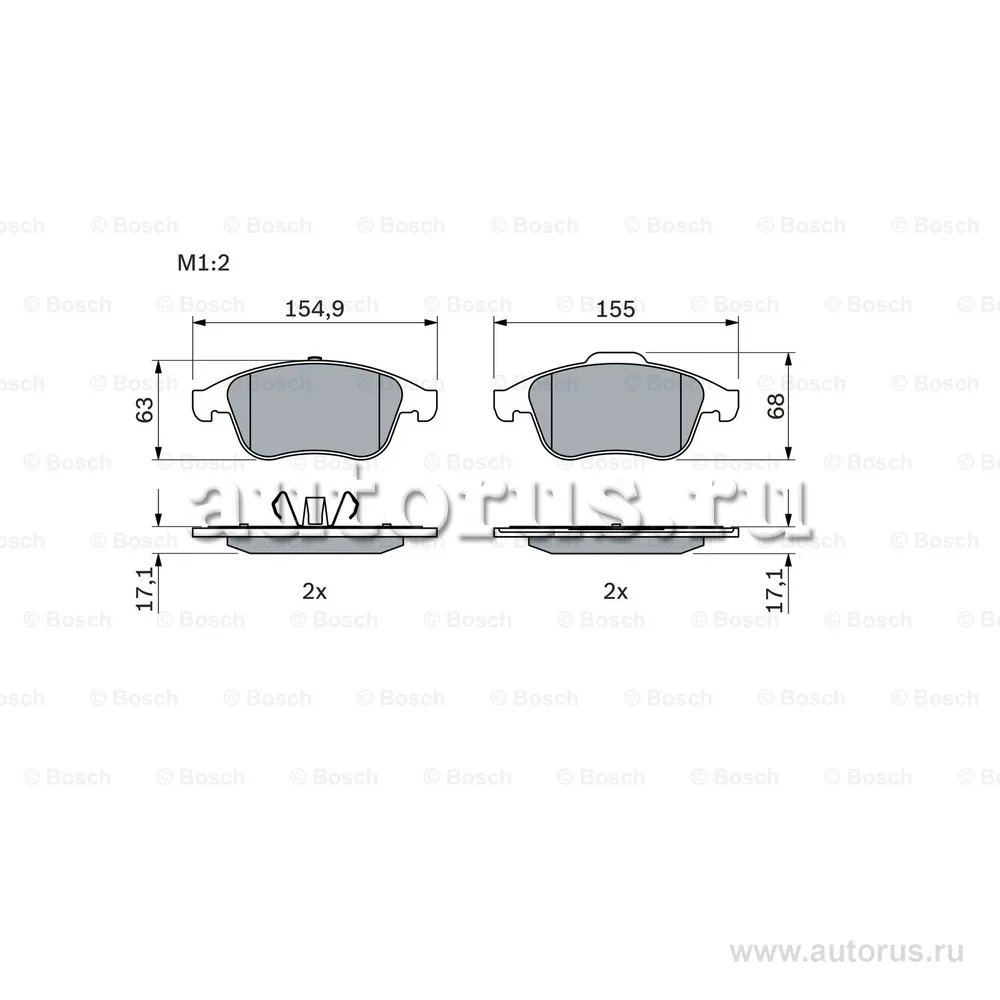 Комплект колодок для дисковых тормозов BOSCH 0986494401