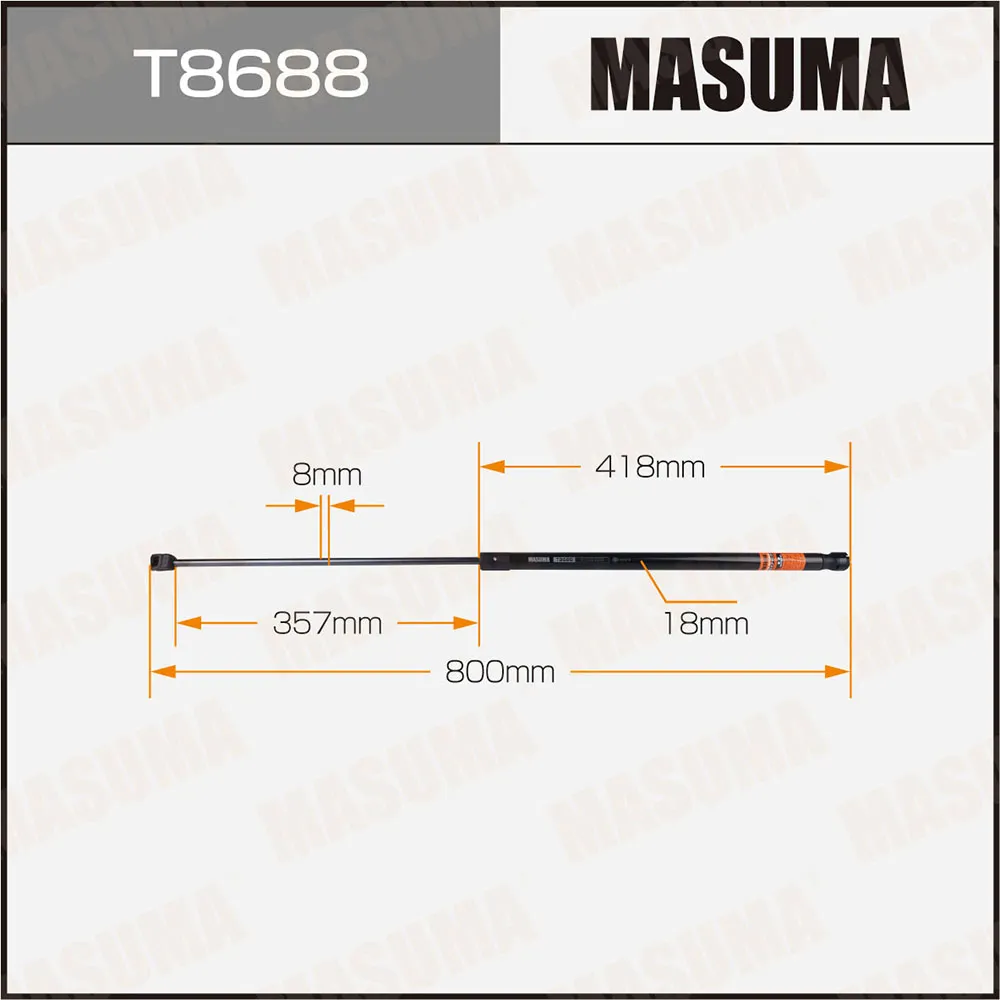 Упор газовый L800mm капота MASUMA T8688
