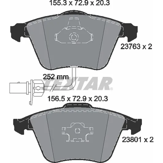 К-кт дисковых колодок AUDI A4 97-09, A6 06-, A8 03-10, SEAT EXEO 08-, EXEO ST 09-, TEXTAR 2376302