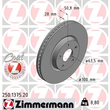 Диск тормозной BS FORD ZIMMERMANN 250137520