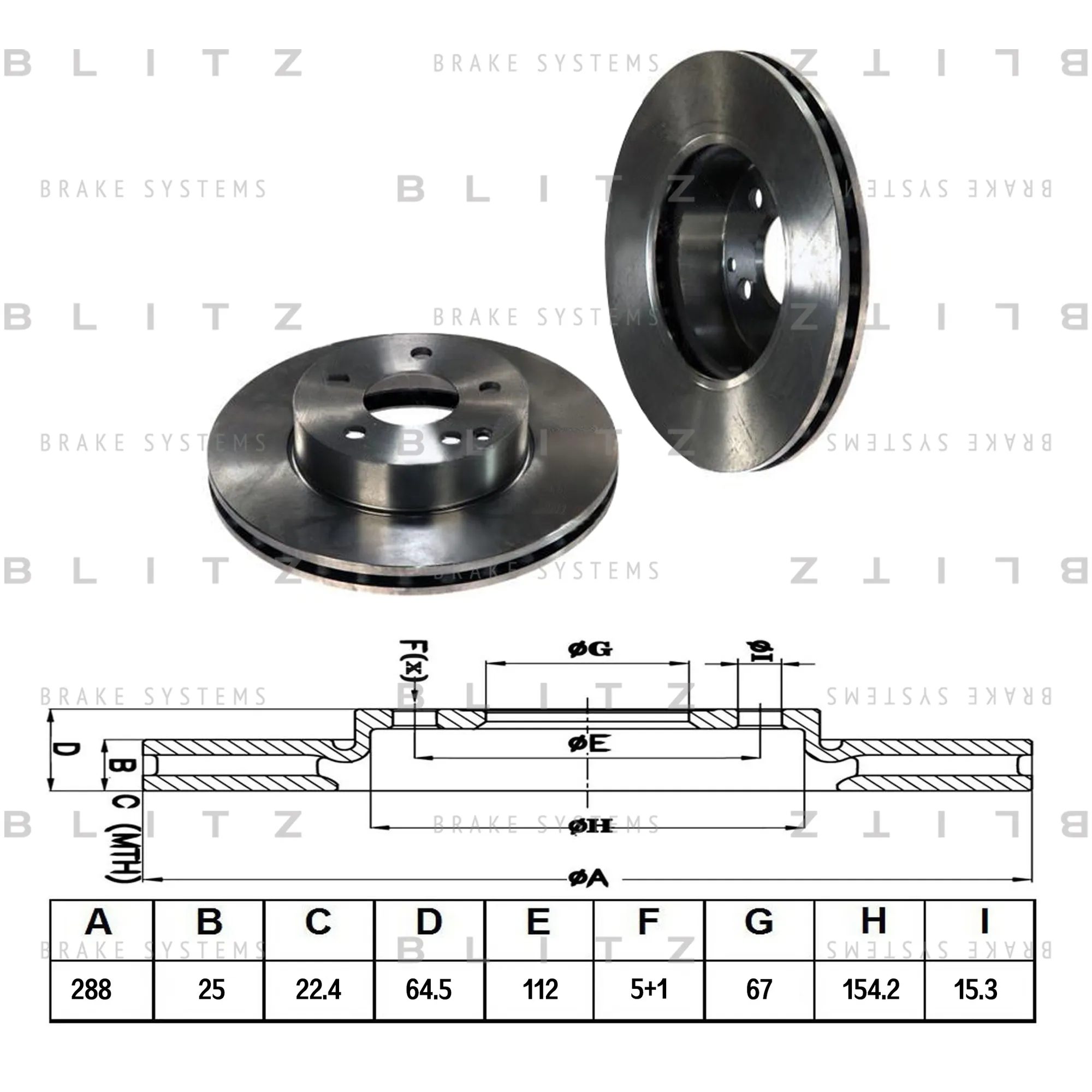 Диск тормозной передний вентилируемый MERCEDES W204/S204 07-> BLITZ BS0266