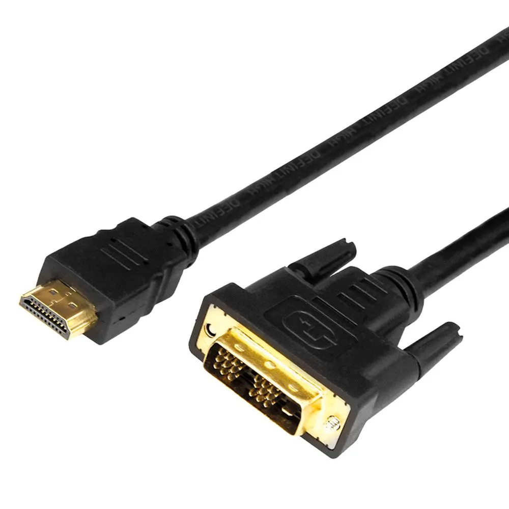 Шнур HDMI - DVI-D с фильтрами, длина 2 метра (GOLD) (PE пакет) REXANT 17-6304