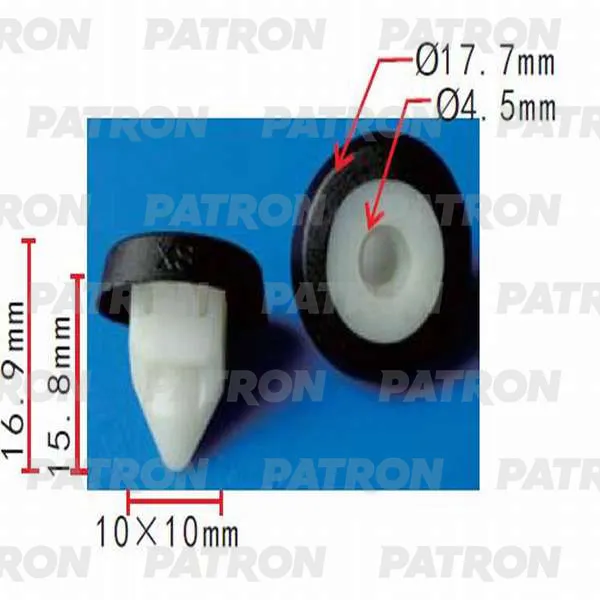 Фиксатор пластиковый (комплект 10шт) зажимной (белый)Audi, Seat, Skoda, PATRON P37-0229S