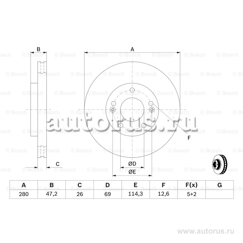 Диск тормозной передний BOSCH 0 986 479 460