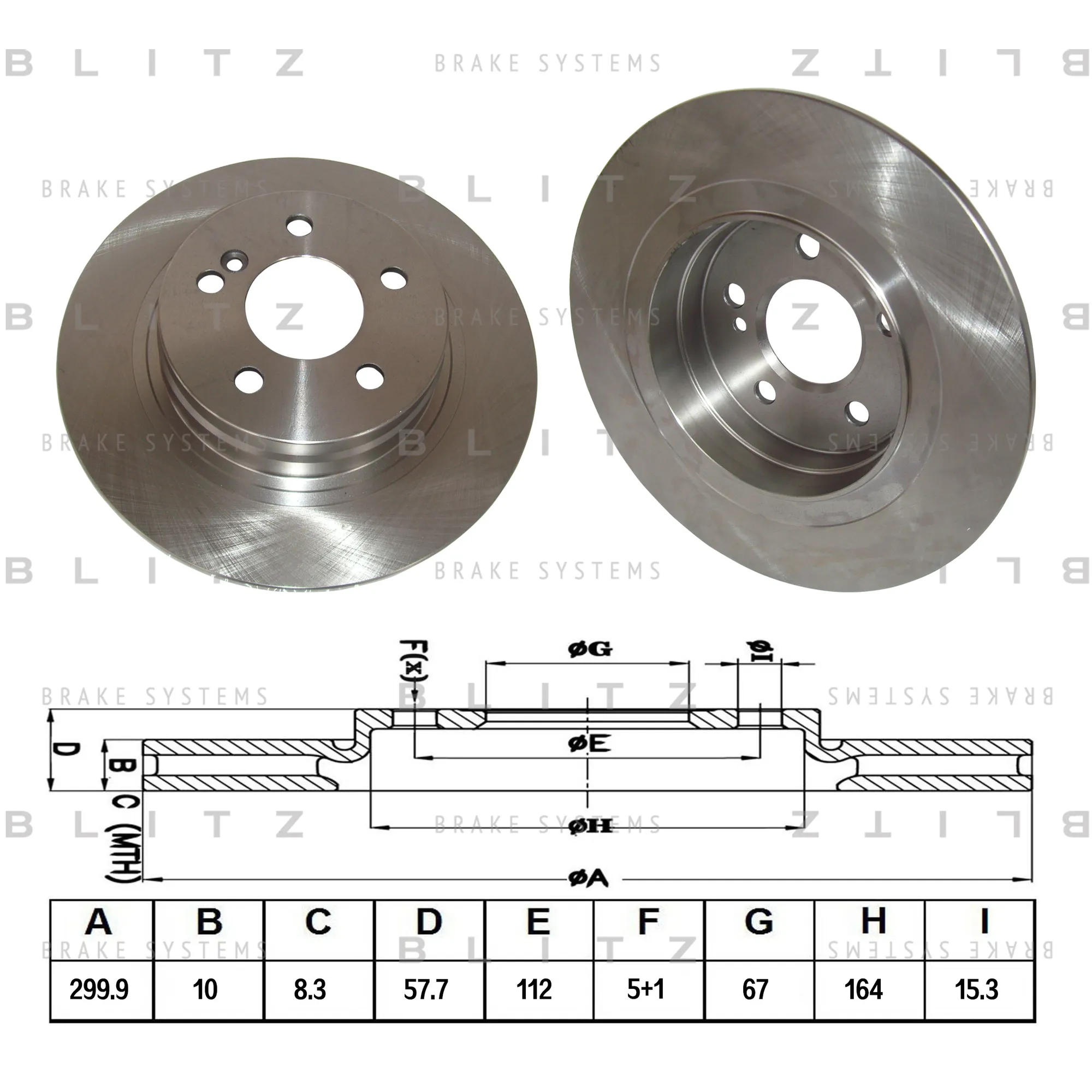 Диск тормозной задний MERCEDES W204/E212 07-> BLITZ BS0373