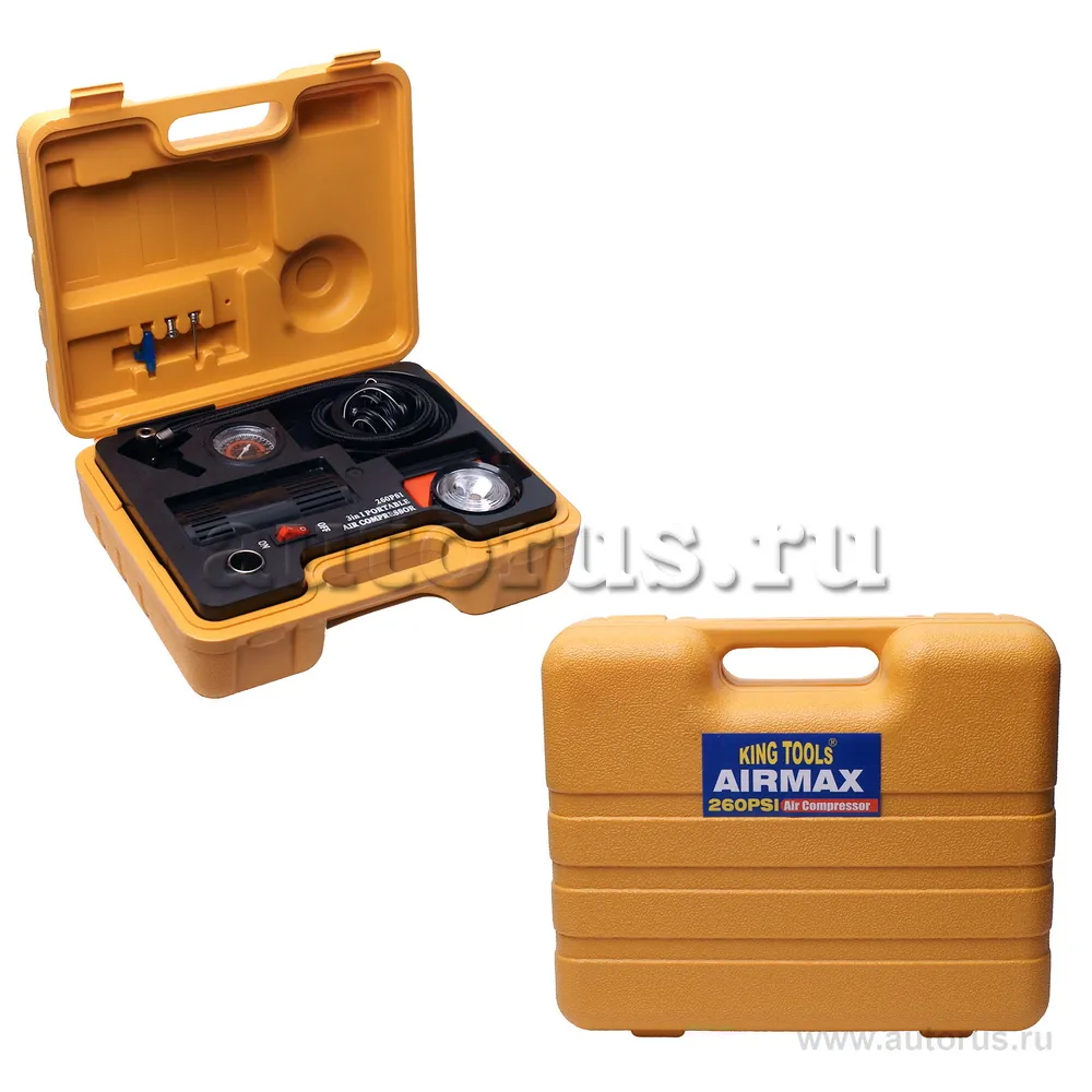 Компрессор AIR MAX с фонарем 12В кейс King Tools AC023