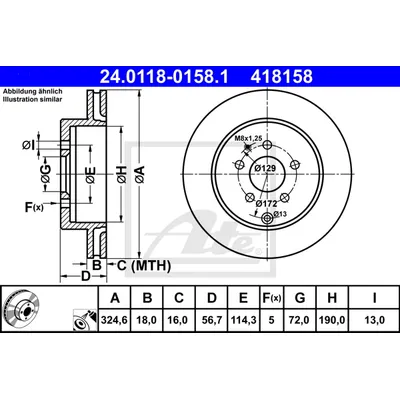 Диск тормозной задний MAZDA CX-7/CX-9 /VENT D=324MM ATE 24.0118-0158.1