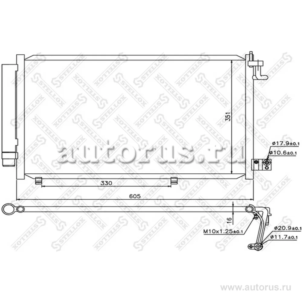 Радиатор кондиционера Ford Fiesta 1.25-1.6i 16V/1.4TDCi 08> STELLOX 10-45697-SX