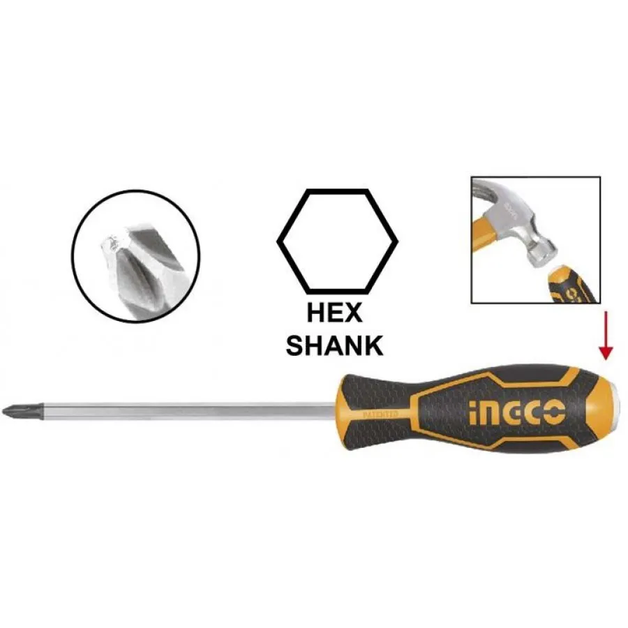 Отвертка крестовая ударная PH3 x 200 INGCO HGTSPH3200