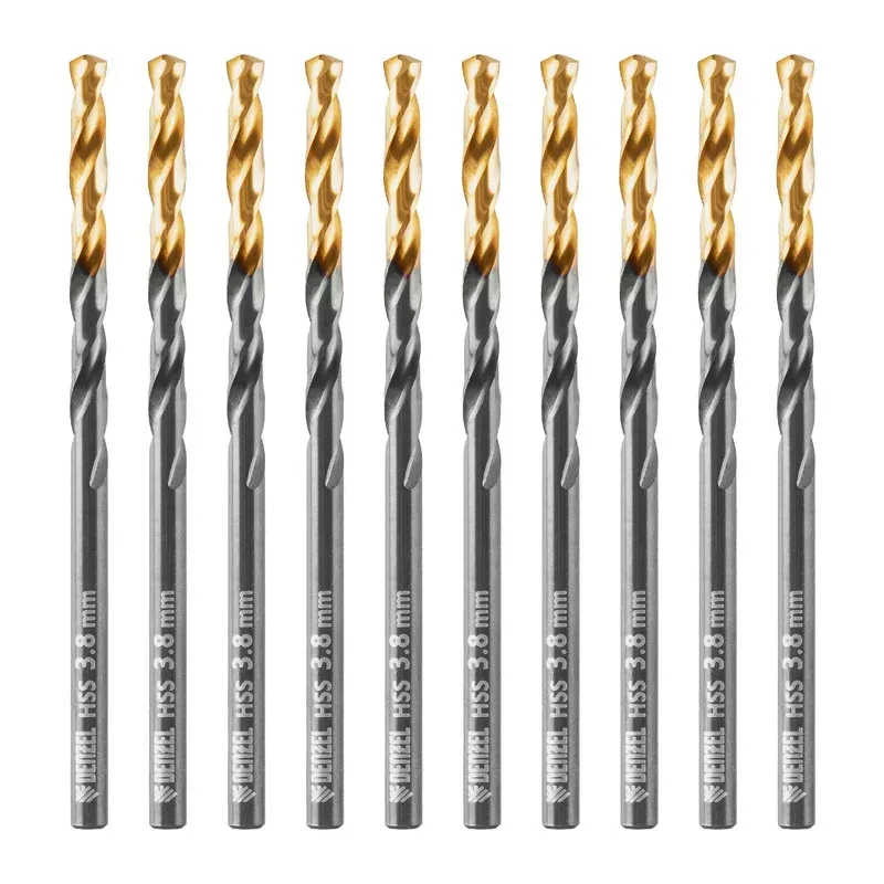 Сверло по металлу, 3,8 мм, HSS-Tin, Golden Tip, 10 шт. Denzel Denzel 717208