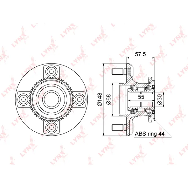Ступица задняя в сборе L=R NISSAN Almera N16/Primera P11 LYNXauto WH-1109