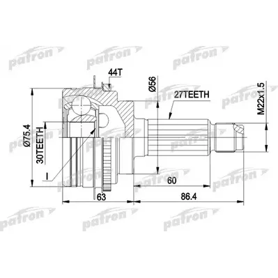 ШРУС наружн к-кт 27x56x30 SUBARU: IMPREZA 2WD, 4WD, LEG PATRON PCV1084