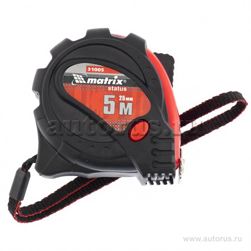 Рулетка Status magnet 3 fixations, 5 м x25 мм, обрезиненный корпус, зацеп с магнитом MATRIX 31005