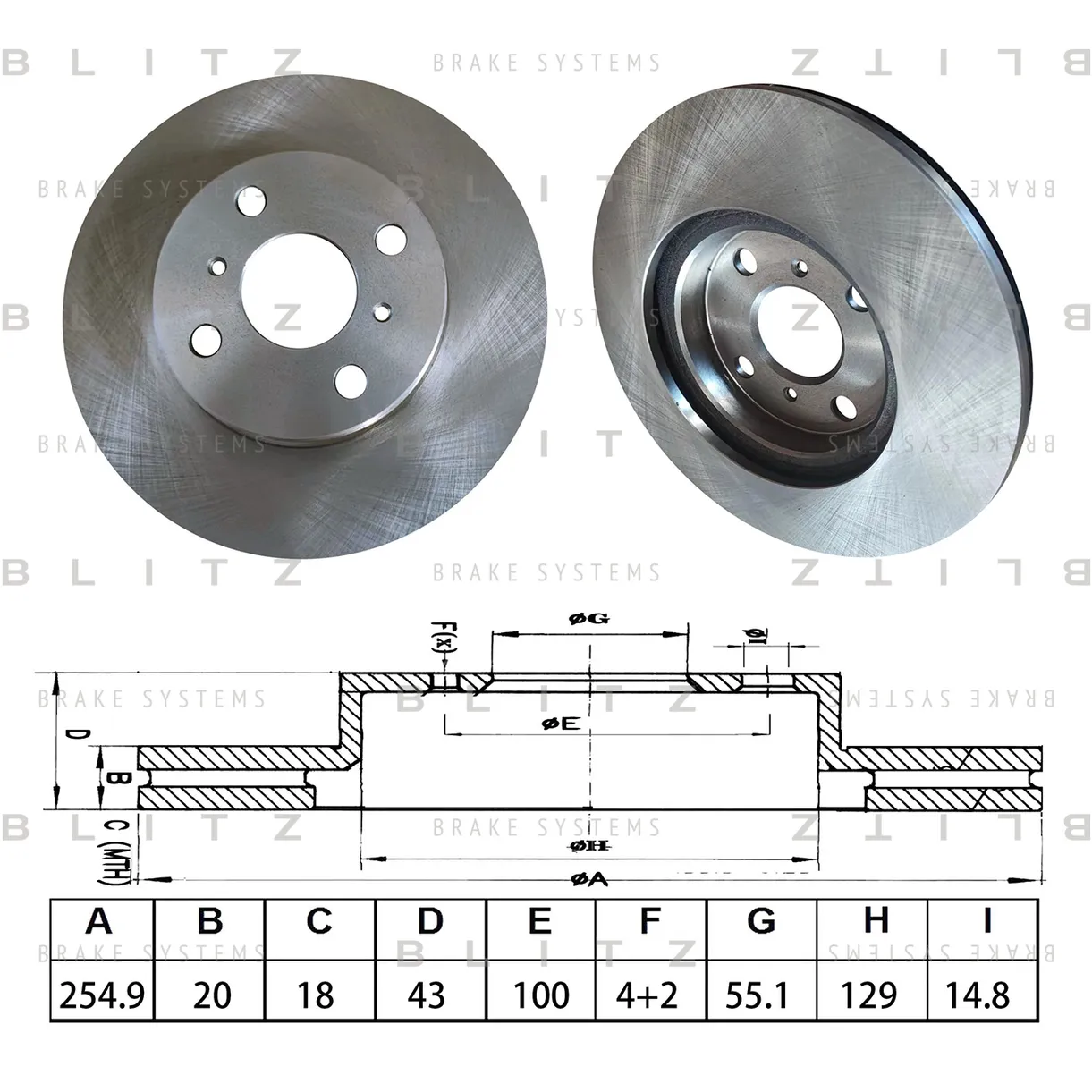Диск тормозной передний вентилируемый TOYOTA YARIS 99-> / PROBOX/SUCCEED 02-> BLITZ BS0712