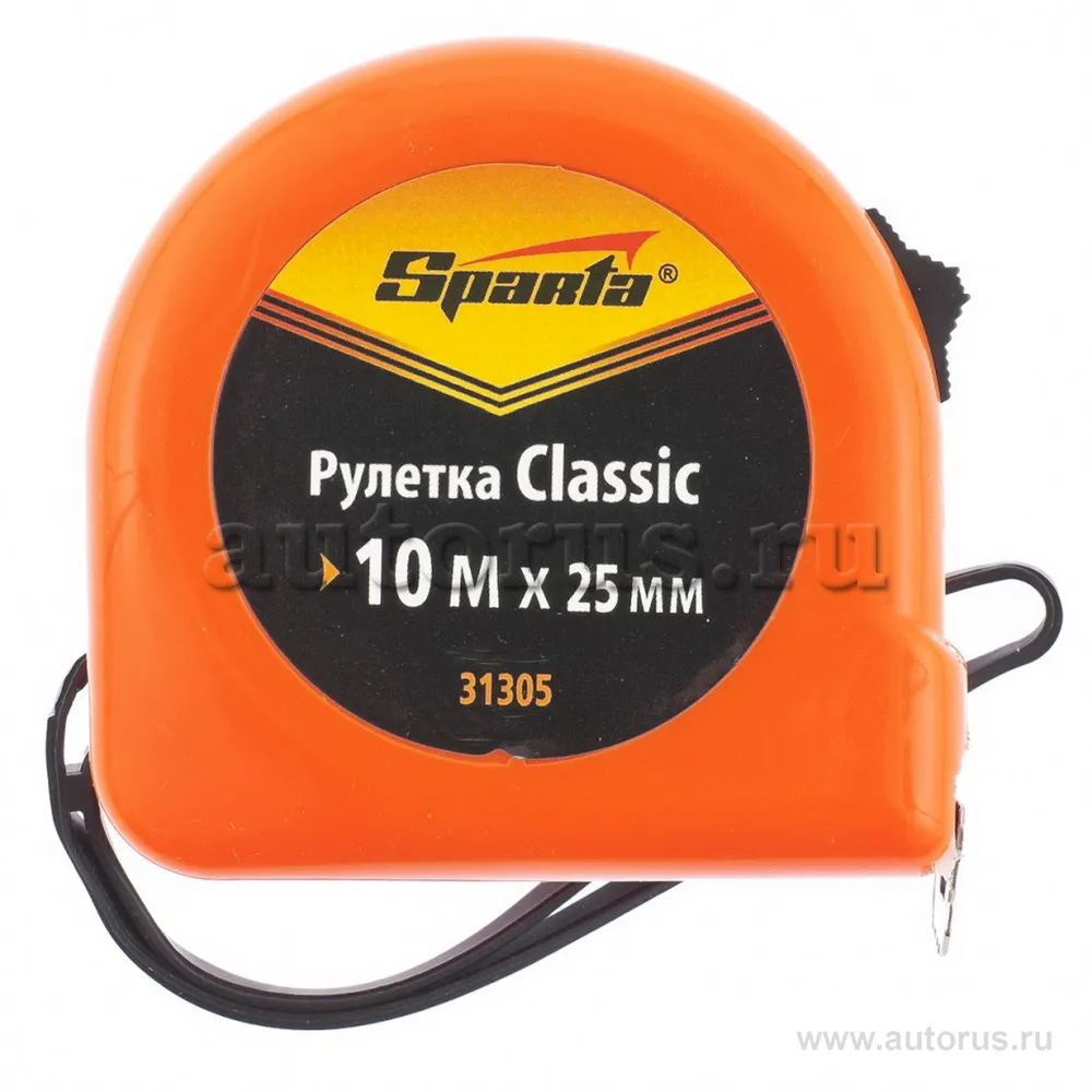 Рулетка Classic, 10 м x25 мм, пластиковый корпус SPARTA 31305