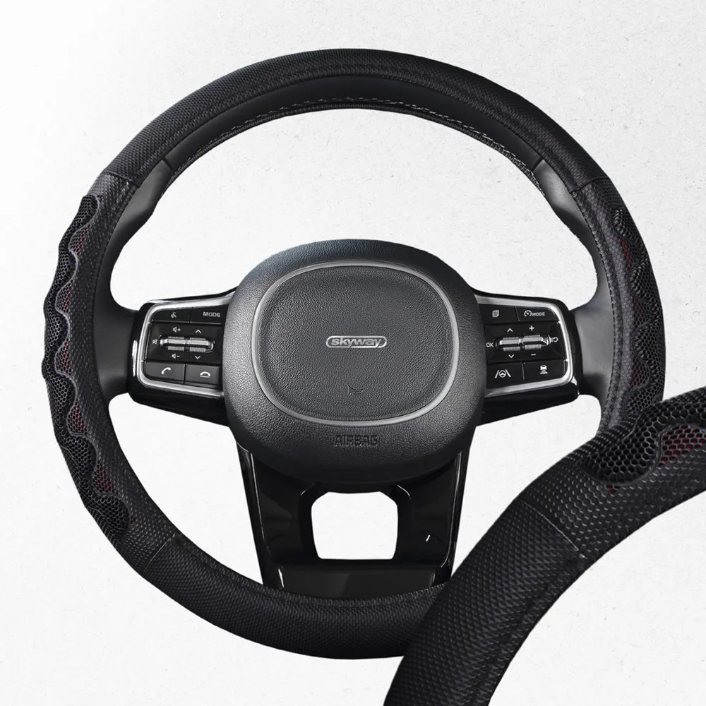 Оплетка Racer-2 M Черно/Красная экокожа, SKYWAY SKYWAY S01102416